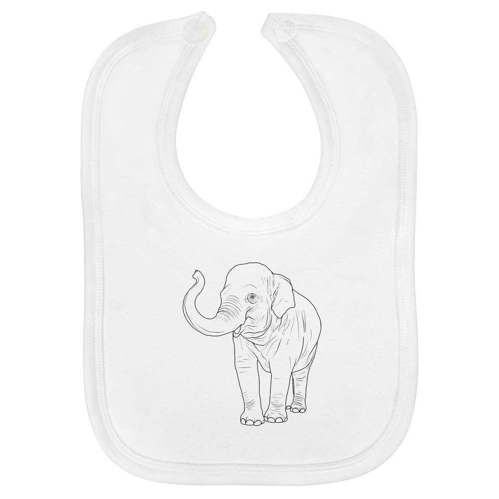 'Waving Asian Elephant' Soft Cotton Baby Bib (BI00057733)