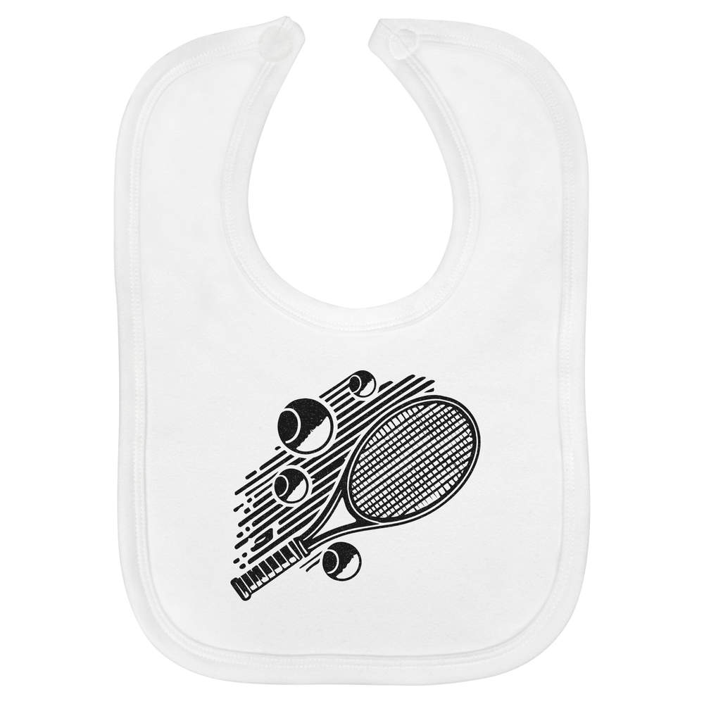 'Tennis Racket & Balls' Soft Cotton Baby Bib (BI00058831)