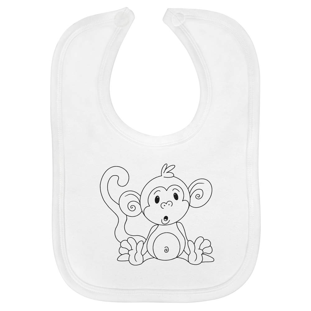 'Sitting Baby Monkey' Soft Cotton Baby Bib (BI00059185)