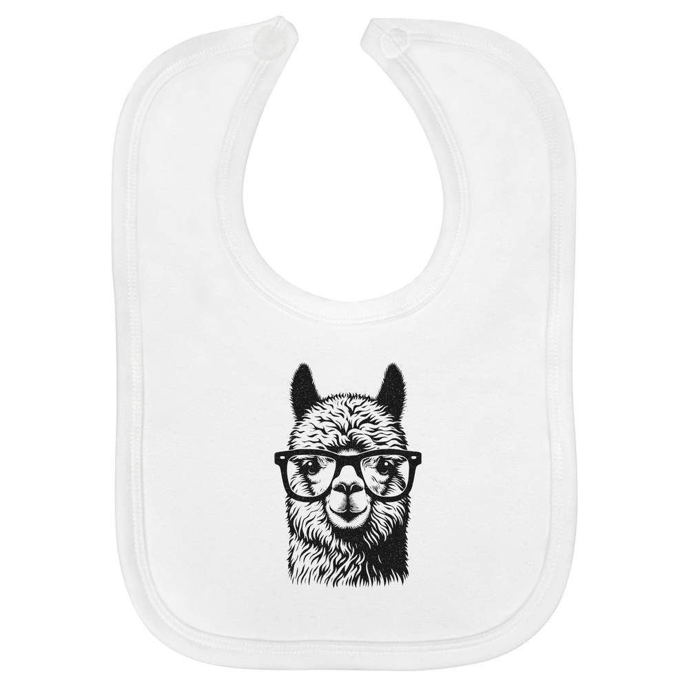 'Alpaca Wearing Glasses' Soft Cotton Baby Bib (BI00059415)
