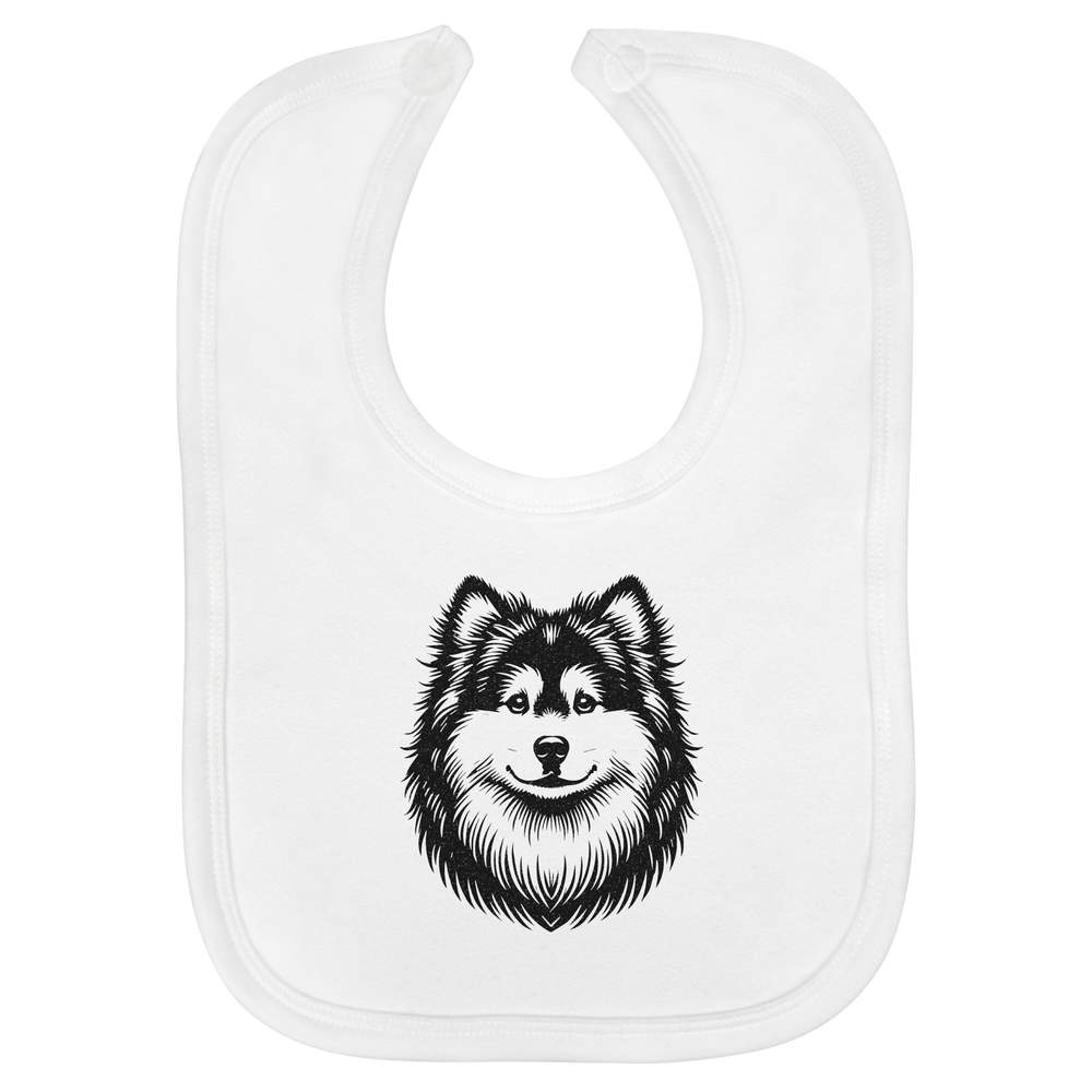 'Finnish Lapphund' Soft Cotton Baby Bib - White - Feeding / Dribble Bib for Newborns, Infants and Baby Gifts (BI00059689)