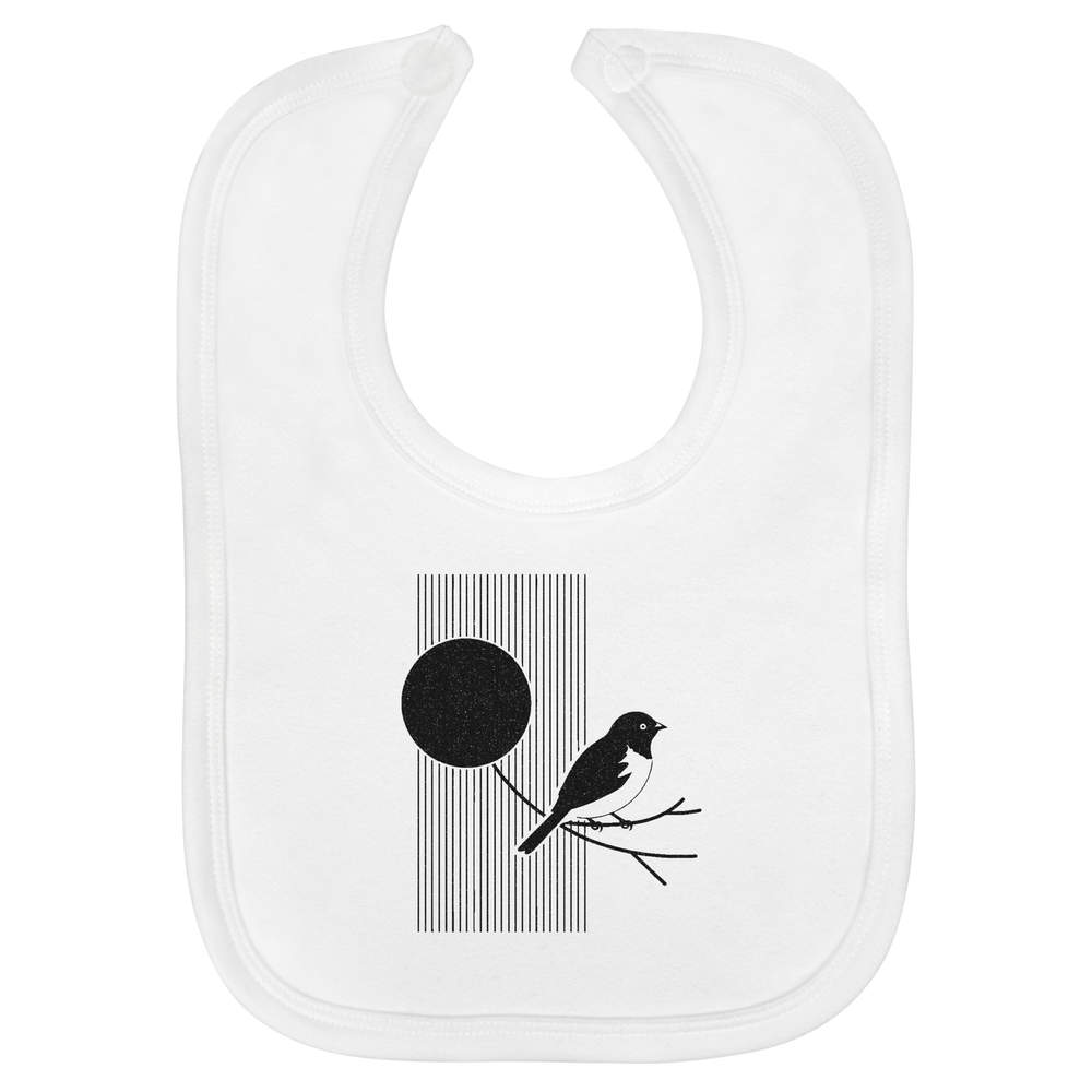 'Minimalistic Bird with Moon' Soft Cotton Baby Bib (BI00059798)
