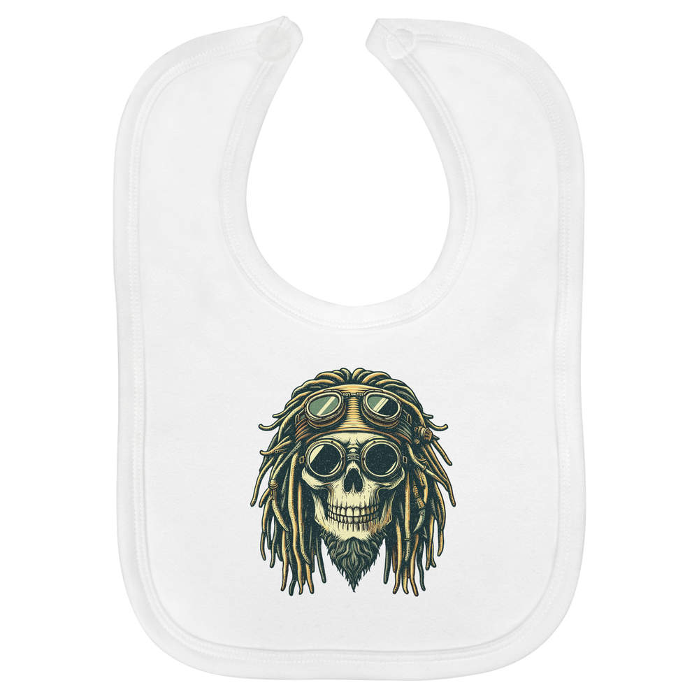'Steampunk Skull With Dreadlocks' Soft Cotton Baby Bib (BI00060556)