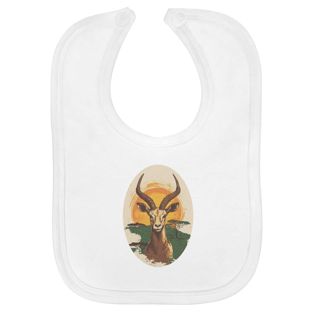 'Springbok Portrait with African Landscape' Soft Cotton Baby Bib (BI00062204)