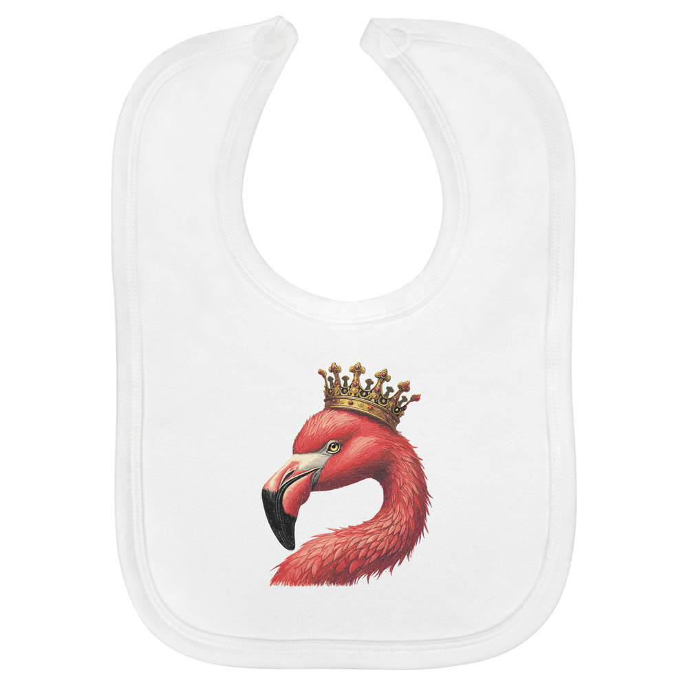 'Flamingo Wearing Crown' Soft Cotton Baby Bib (BI00062455)