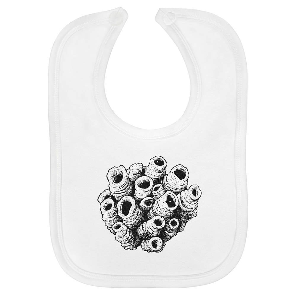 'Enclave of Barnacles' Soft Cotton Baby Bib - White - Feeding / Dribble Bib for Newborns, Infants and Baby Gifts (BI00062847)
