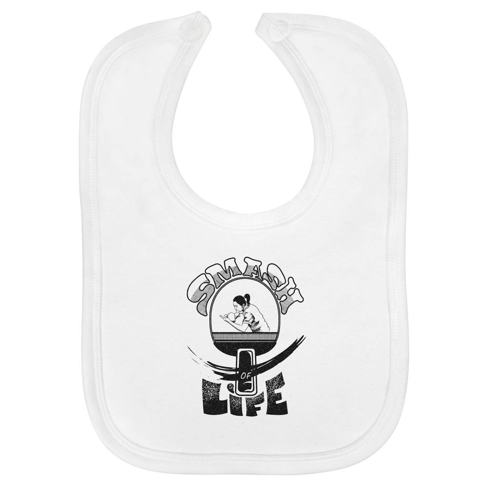 'Ping Pong Passion' Soft Cotton Baby Bib - White - Feeding / Dribble Bib for Newborns, Infants and Baby Gifts (BI00063161)