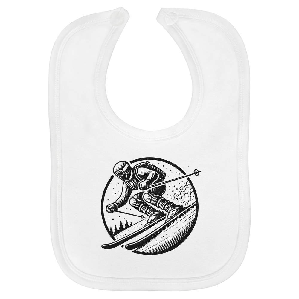 'Downhill Skier' Soft Cotton Baby Bib (BI00063351)