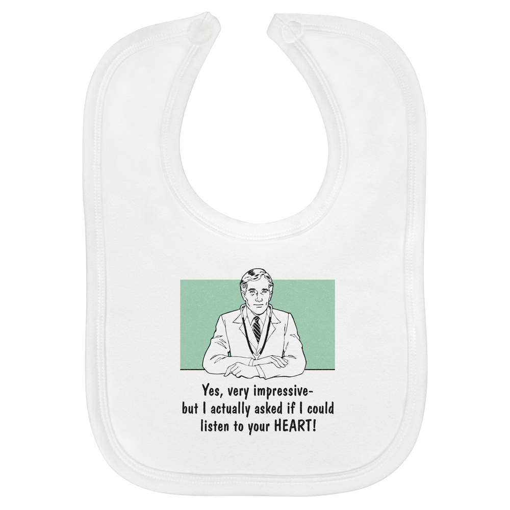 'Funny Doctor Joke' Soft Cotton Baby Bib - White - Feeding / Dribble Bib for Newborns, Infants and Baby Gifts (BI00063845)