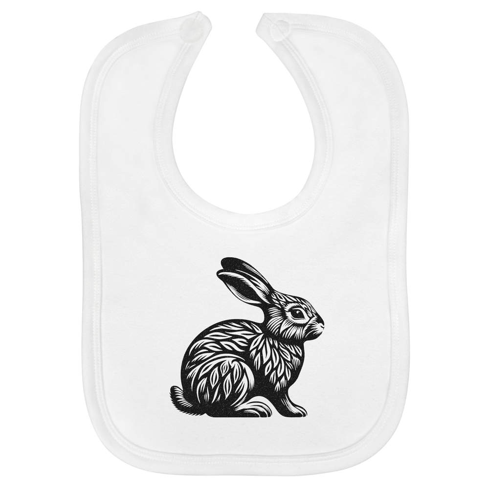 'Stylised Rabbit' Soft Cotton Baby Bib (BI00063852)