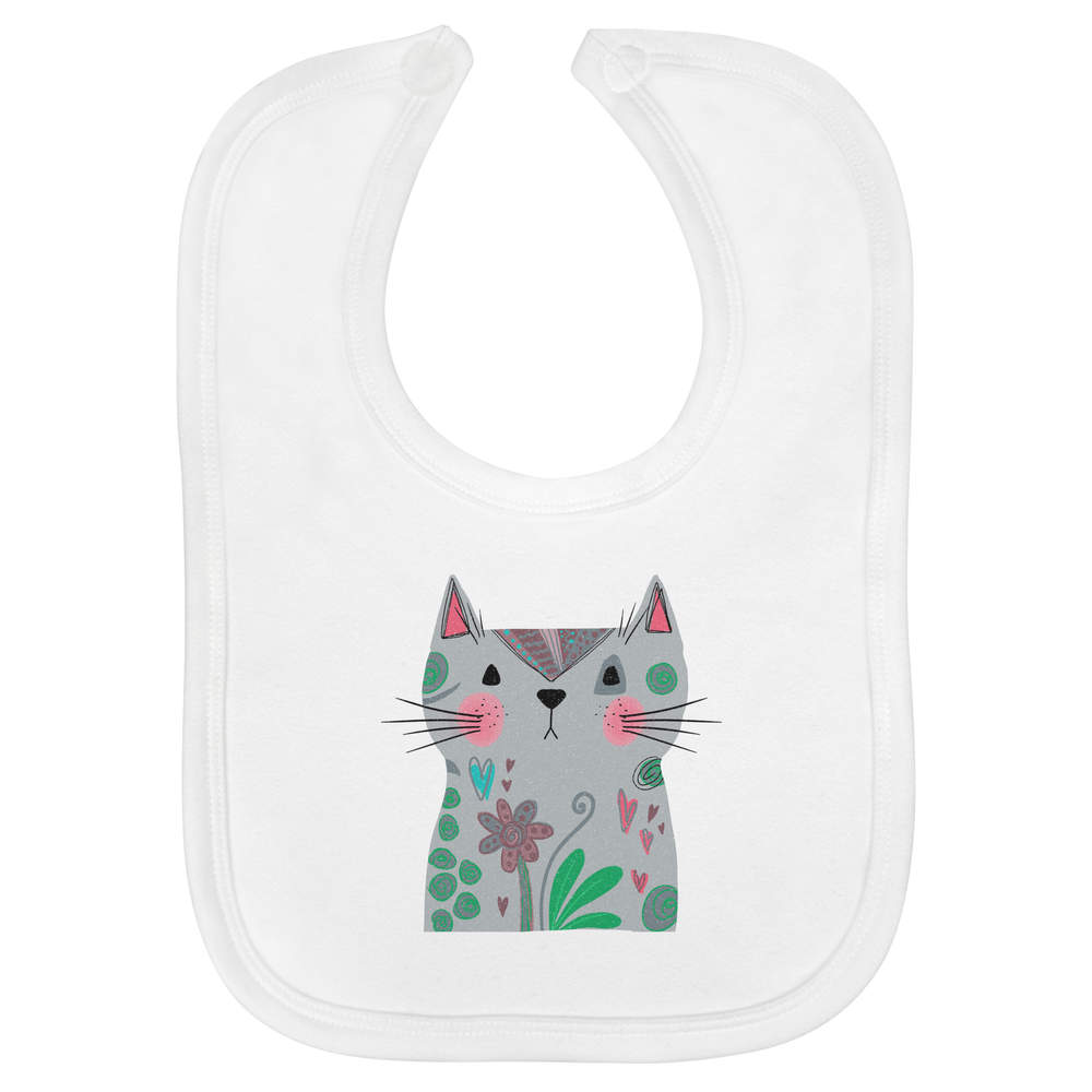 'Funky Cat' Soft Cotton Baby Bib (BI00063886)