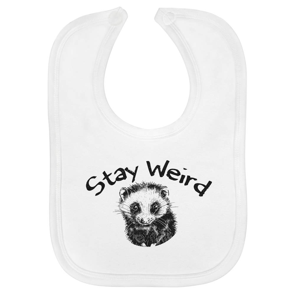 'Stay Weird with Opossum ' Soft Cotton Baby Bib (BI00064023)