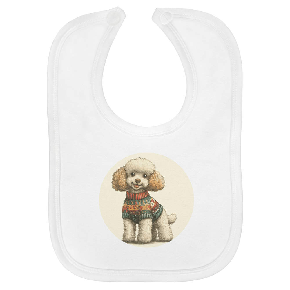 'Cute Poodle Wearing Christmas Sweater' Soft Cotton Baby Bib (BI00064050)