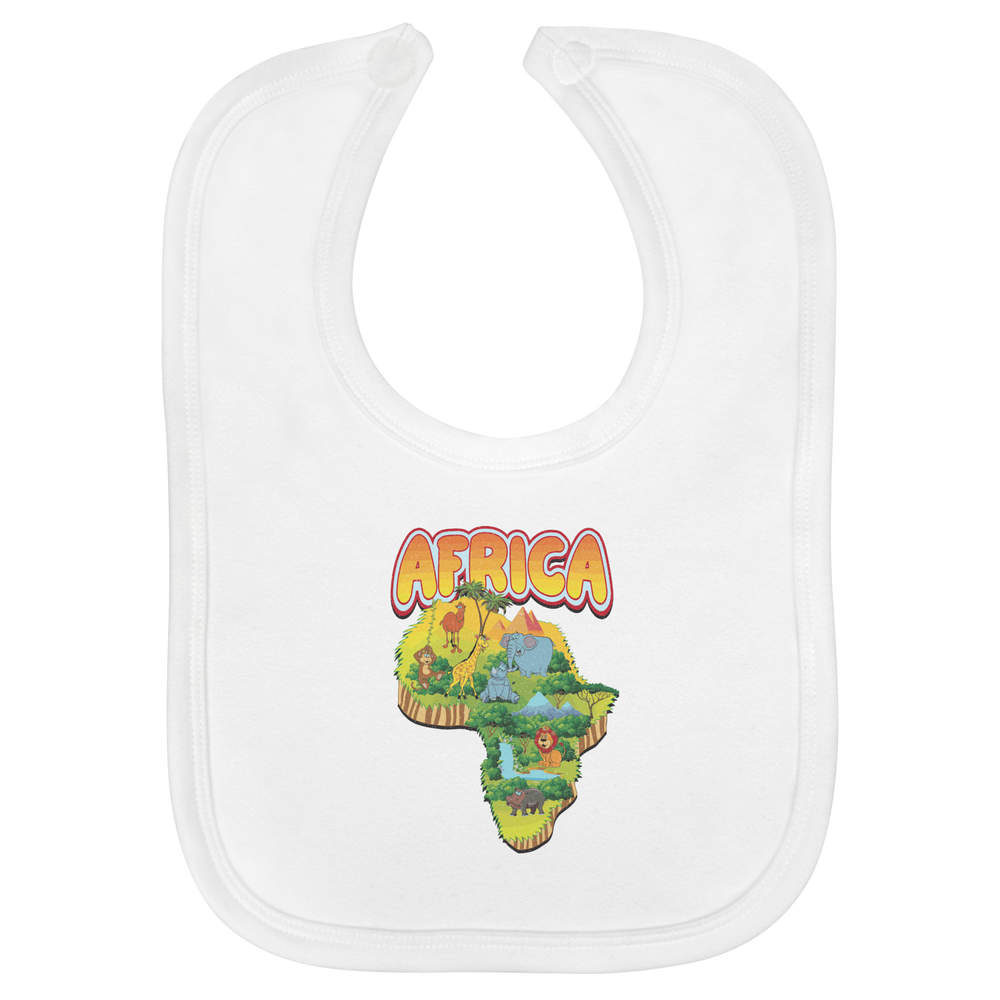 'Map of Africa' Soft Cotton Baby Bib - White - Feeding / Dribble Bib for Newborns, Infants and Baby Gifts (BI00064582)