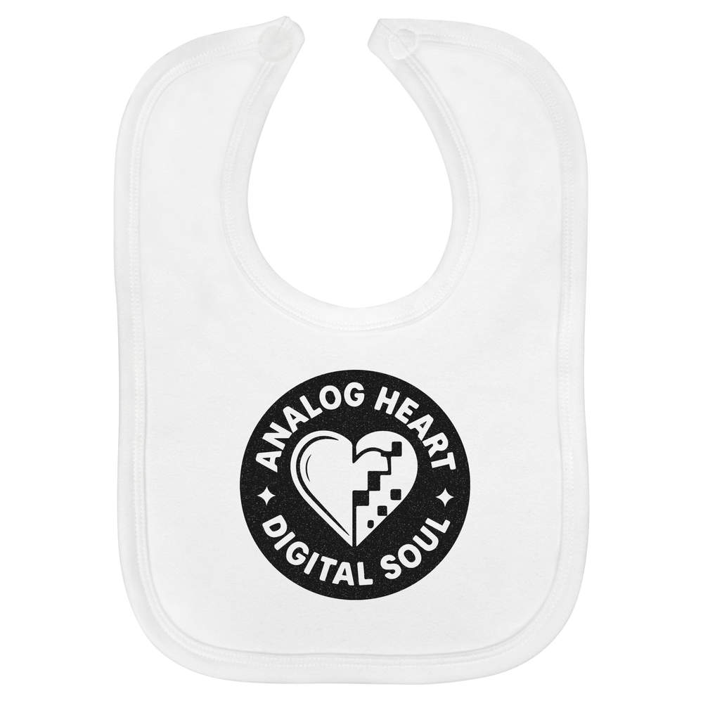 'Analogue Heart' Soft Cotton Baby Bib - White - Feeding / Dribble Bib for Newborns, Infants and Baby Gifts (BI00064809)