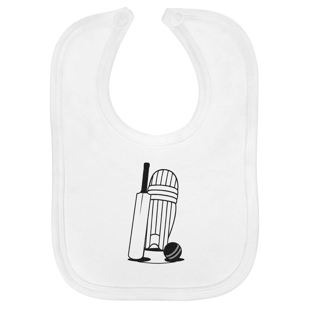 'Cricket Essential Gear' Soft Cotton Baby Bib - White - Feeding / Dribble Bib for Newborns, Infants and Baby Gifts (BI00064900)