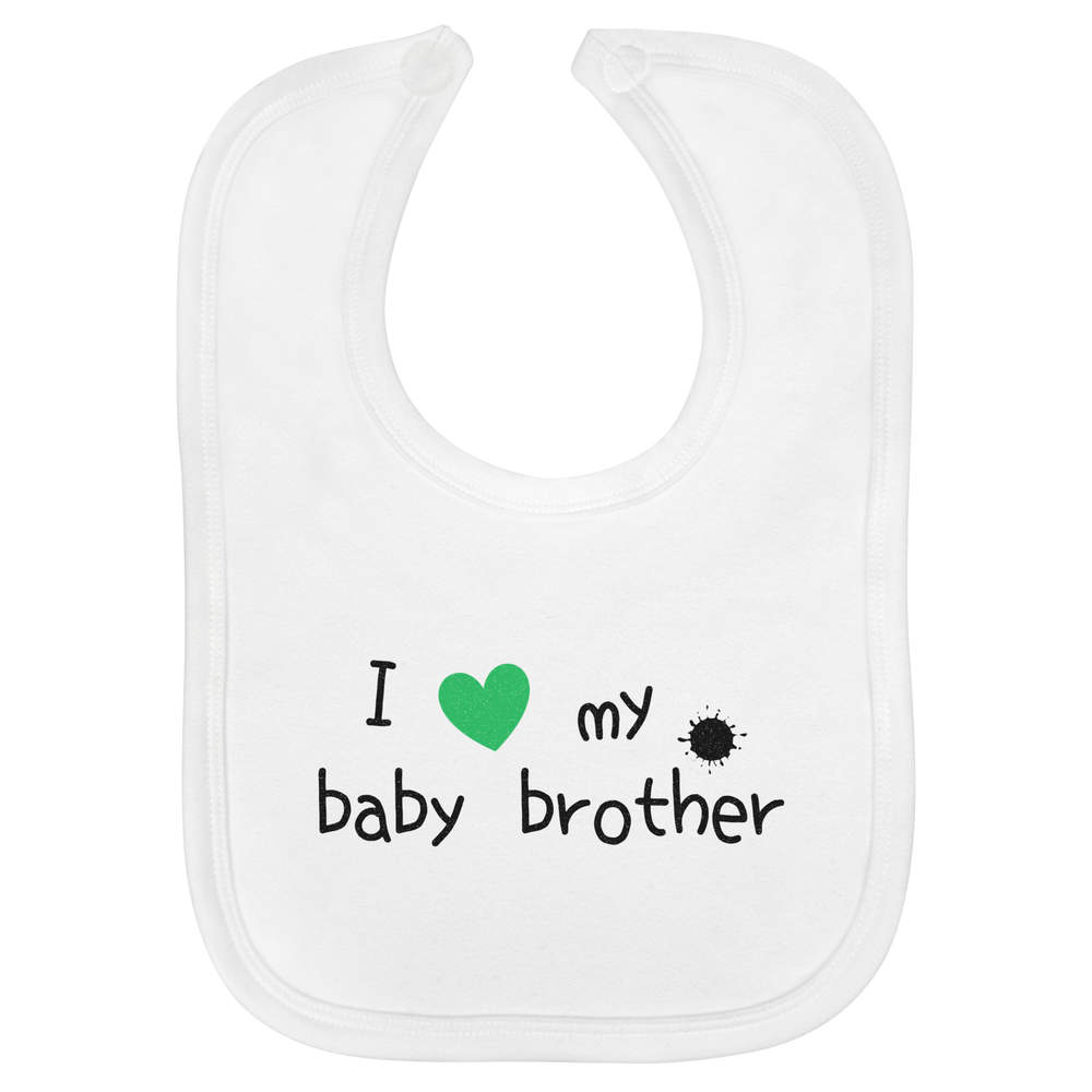'I Love My Baby Brother' Soft Cotton Baby Bib - White - Feeding / Dribble Bib for Newborns, Infants and Baby Gifts (BI00065030)