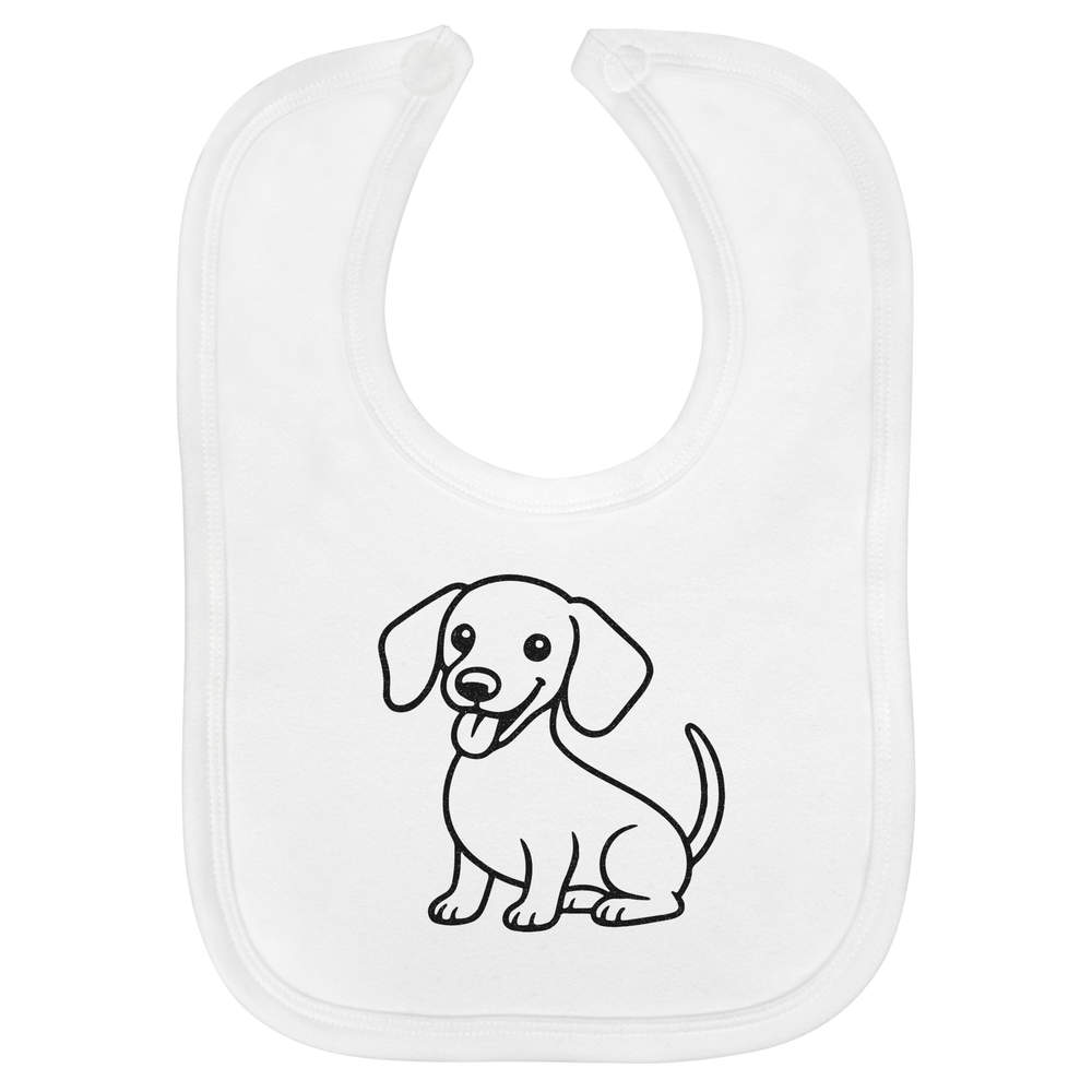 'Miniature Dachshund Dog' Soft Cotton Baby Bib (BI00065095)