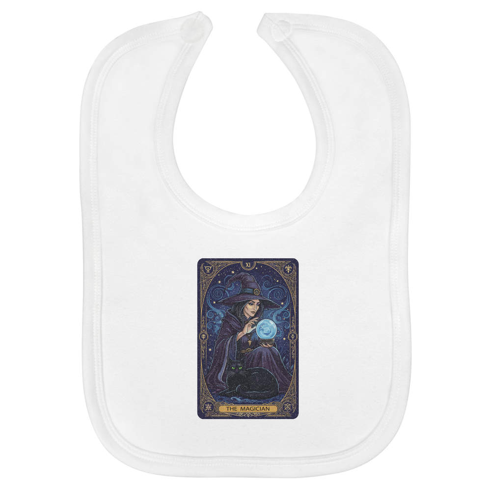 'The Magician Tarot Card' Soft Cotton Baby Bib - White - Feeding / Dribble Bib for Newborns, Infants and Baby Gifts (BI00065238)
