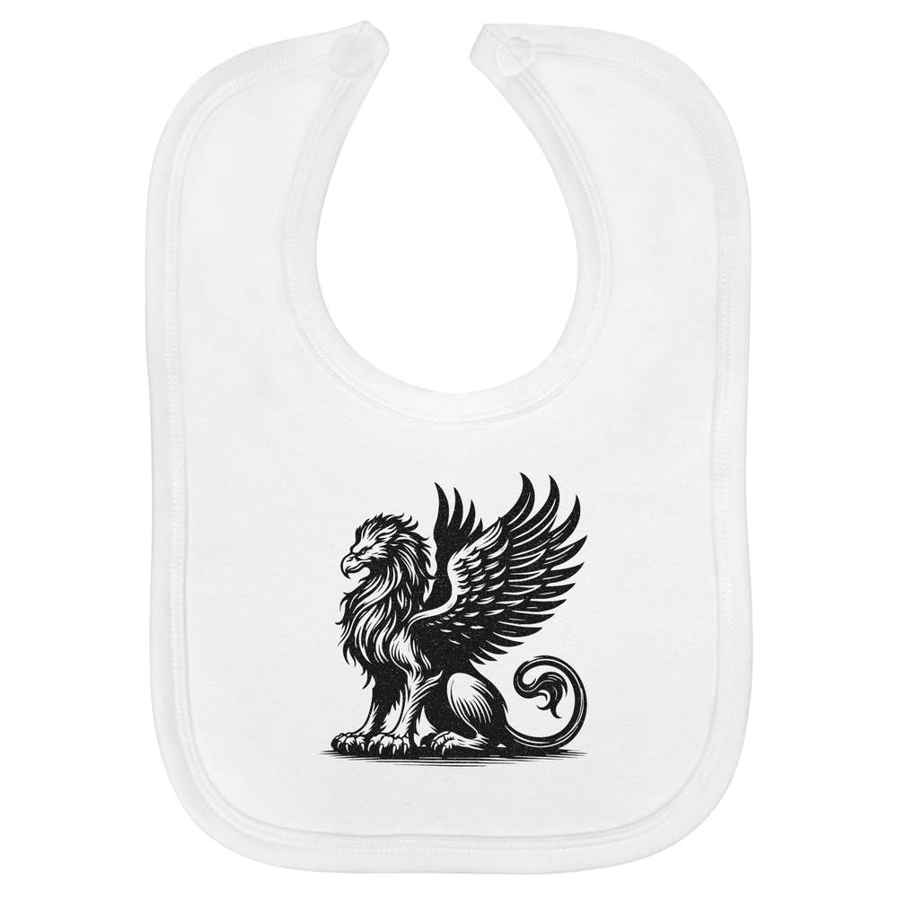 'Griffin On Guard' Soft Cotton Baby Bib - White - Feeding / Dribble Bib for Newborns, Infants and Baby Gifts (BI00066675)