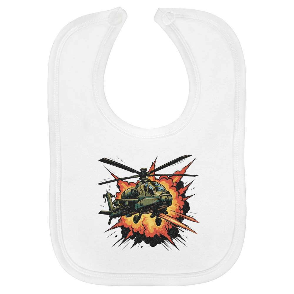 'Flight Combat Action' Soft Cotton Baby Bib - White - Feeding / Dribble Bib for Newborns, Infants and Baby Gifts (BI00066925)