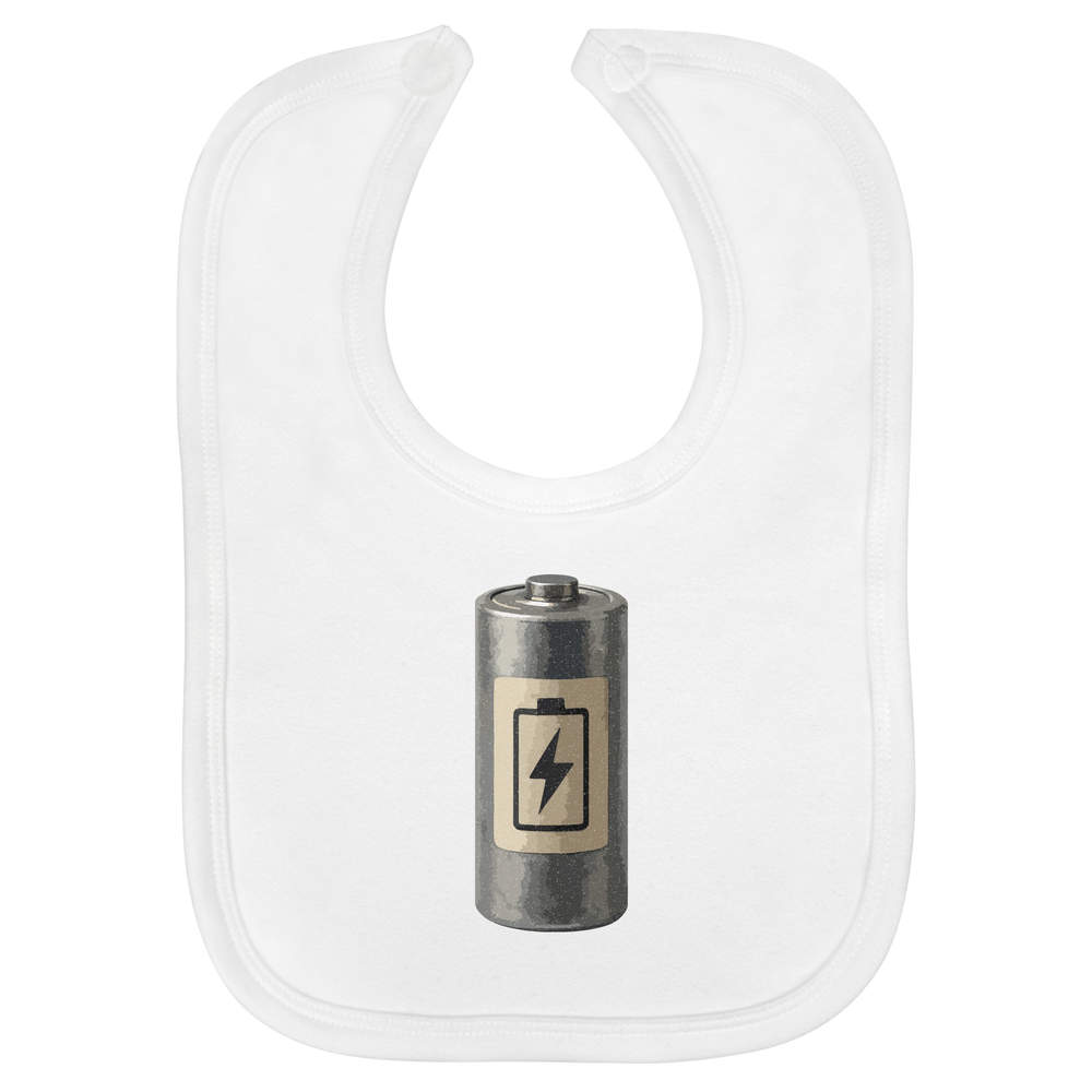 'Empty Battery' Soft Cotton Baby Bib (BI00067120)