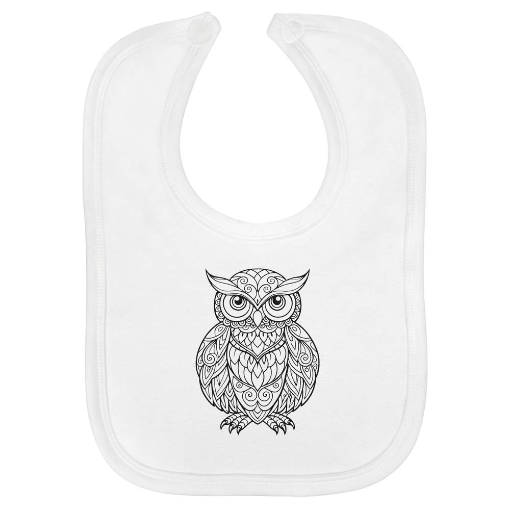 'Owl Linear Art Beautiful ' Soft Cotton Baby Bib (BI00067928)