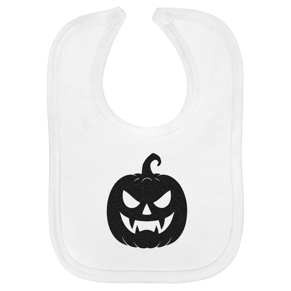 'Vampire Jack-O'-Lantern' Soft Cotton Baby Bib - White - Feeding / Dribble Bib for Newborns, Infants and Baby Gifts (BI00068164)