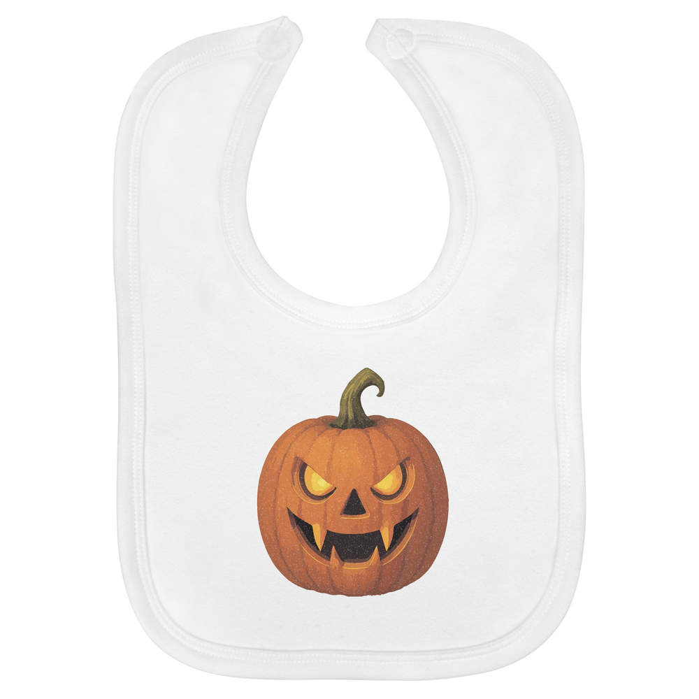 'Vampire Jack-O'-Lantern' Soft Cotton Baby Bib - White - Feeding / Dribble Bib for Newborns, Infants and Baby Gifts (BI00068165)