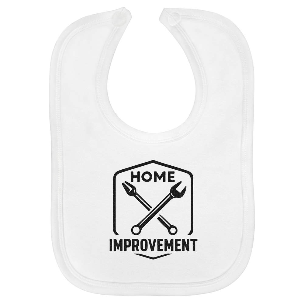 'Home Improvement' Soft Cotton Baby Bib - White - Feeding / Dribble Bib for Newborns, Infants and Baby Gifts (BI00068200)