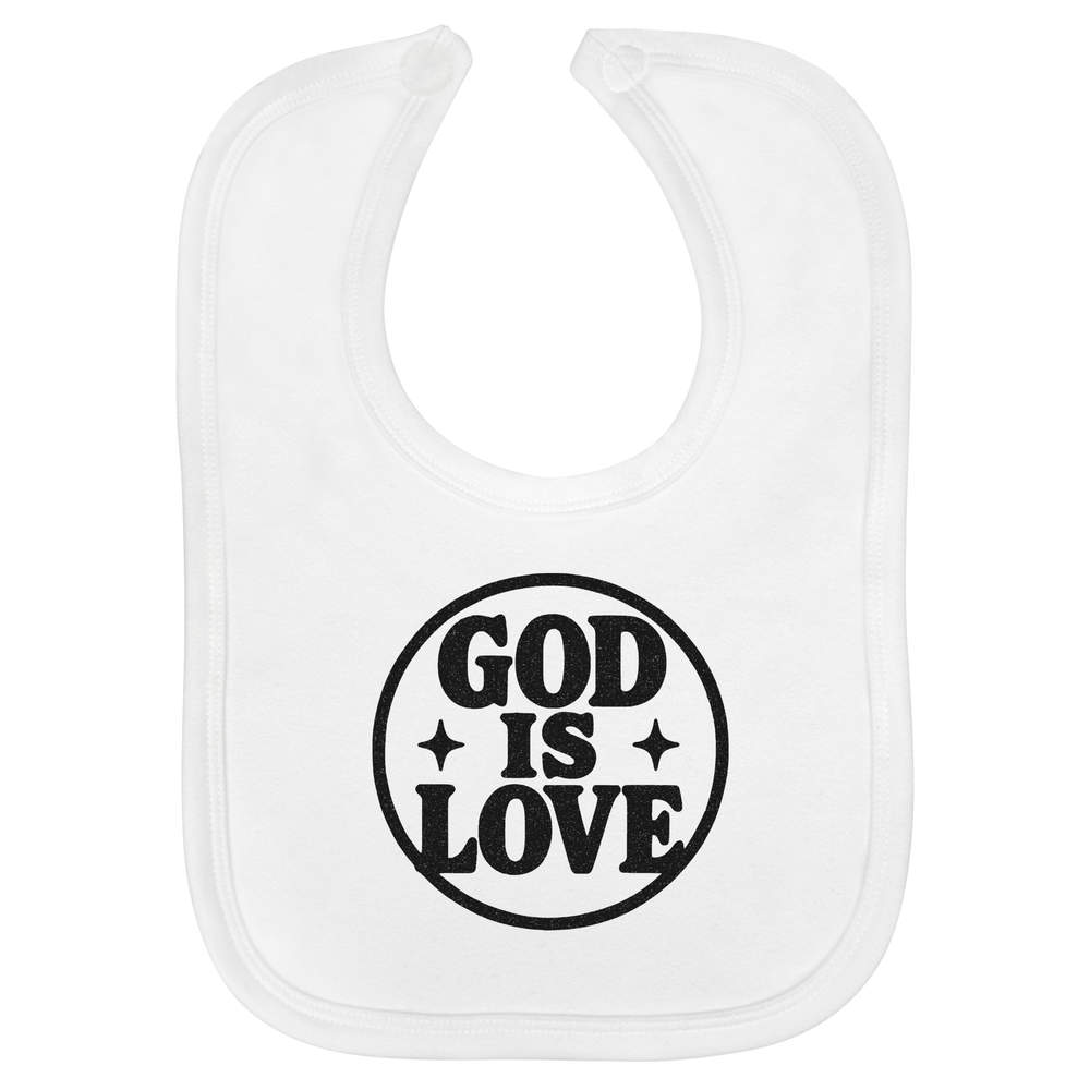 'God Is Love' Soft Cotton Baby Bib - White - Feeding / Dribble Bib for Newborns, Infants and Baby Gifts (BI00068234)