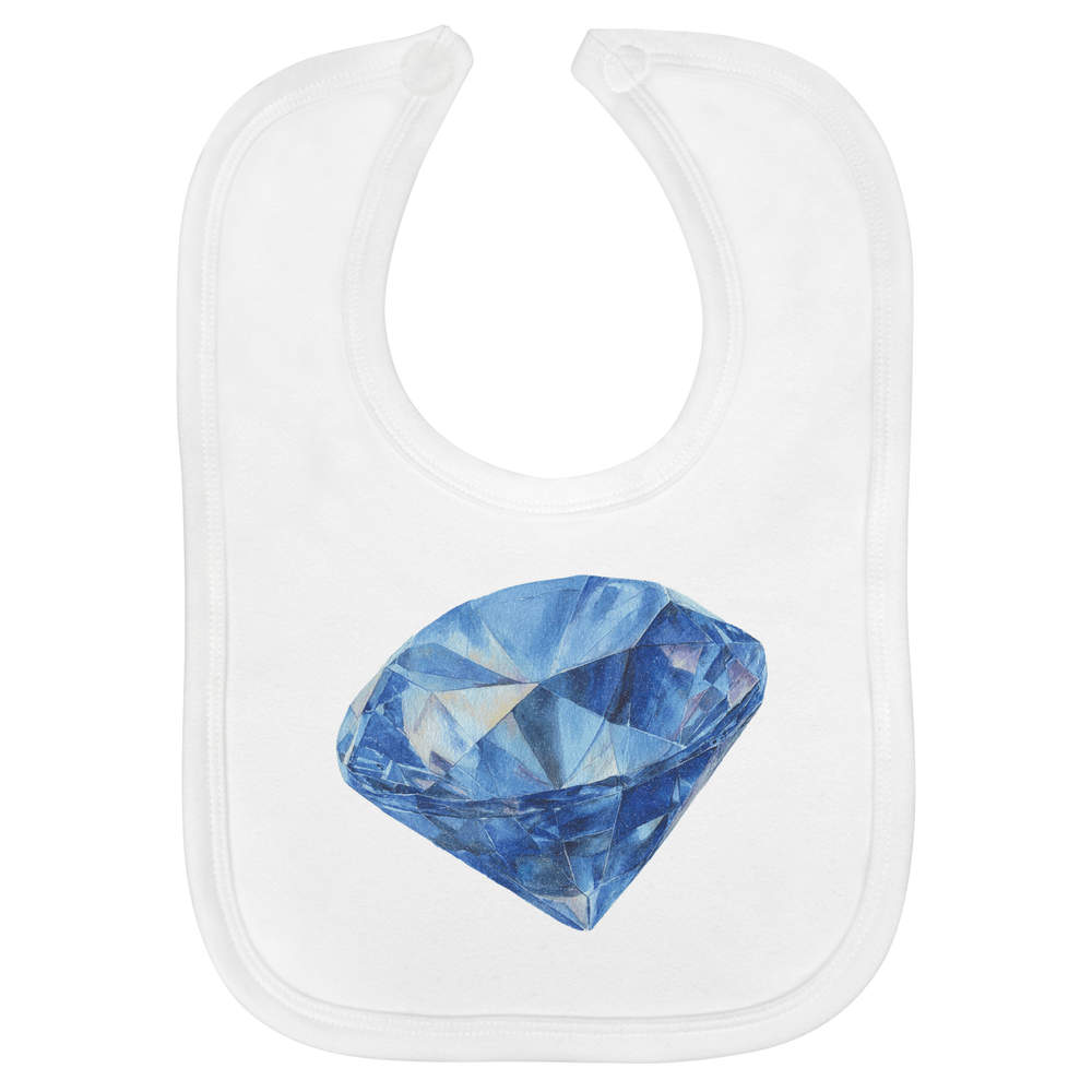 'Blue Diamond' Soft Cotton Baby Bib - White - Feeding / Dribble Bib for Newborns, Infants and Baby Gifts (BI00068545)