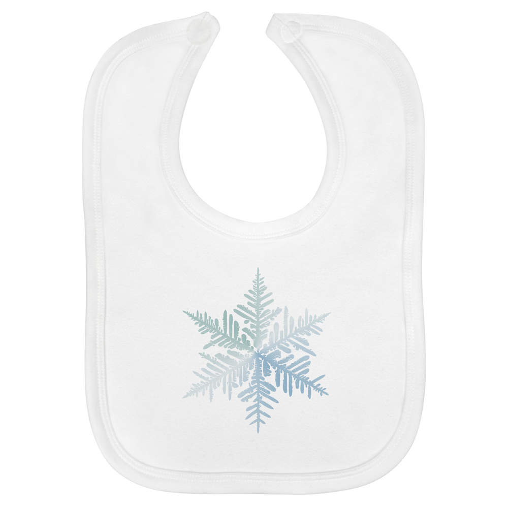 'Ice Blue Snowflake' Soft Cotton Baby Bib - White - Feeding / Dribble Bib for Newborns, Infants and Baby Gifts (BI00068694)