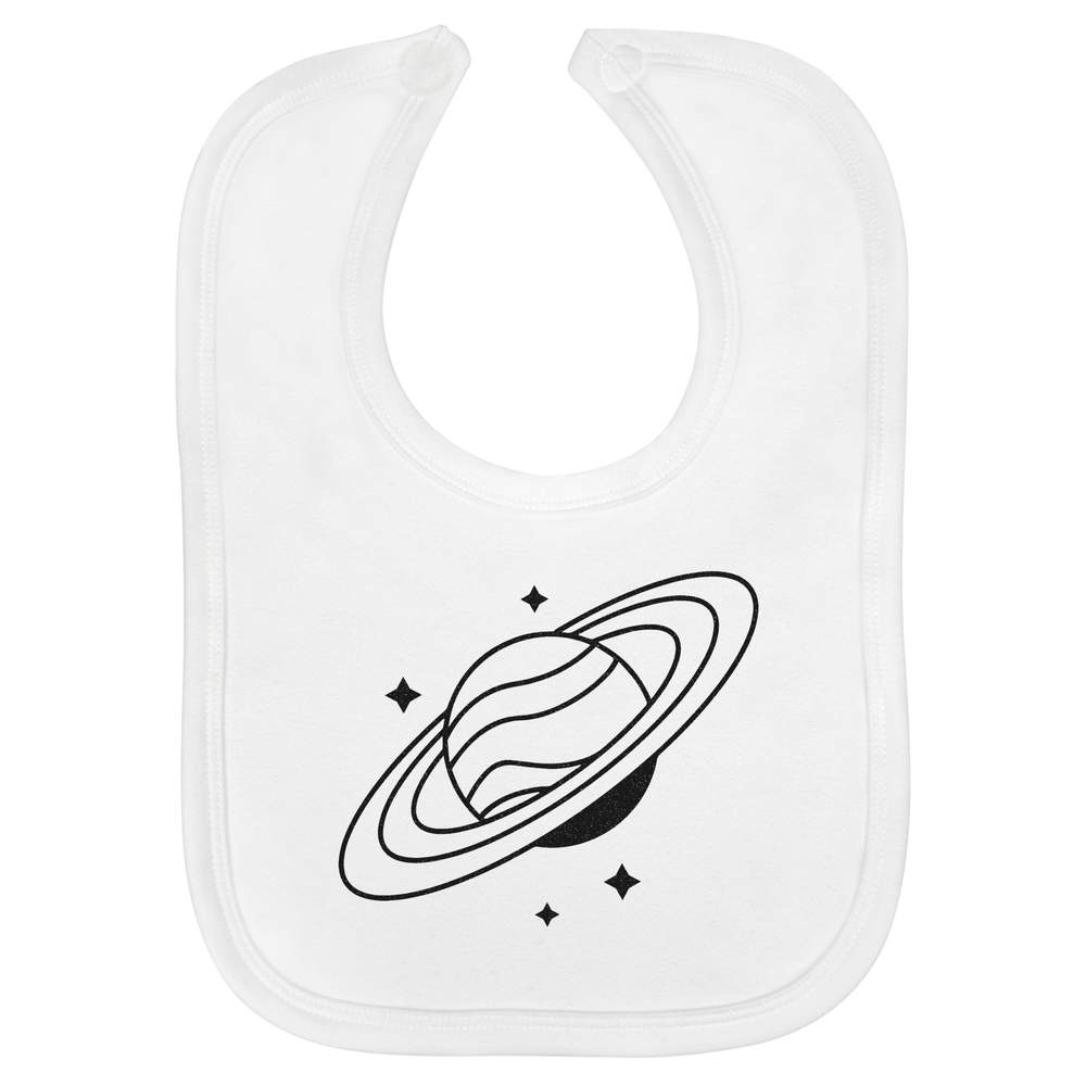 'Saturn Planet Outline' Soft Cotton Baby Bib (BI00068728)