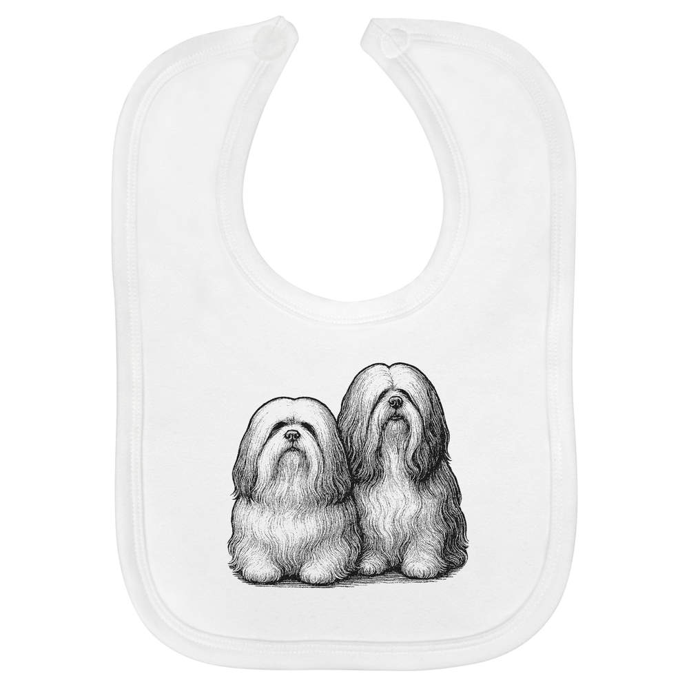 'Two Lhasa Apso Dogs' Soft Cotton Baby Bib (BI00068785)