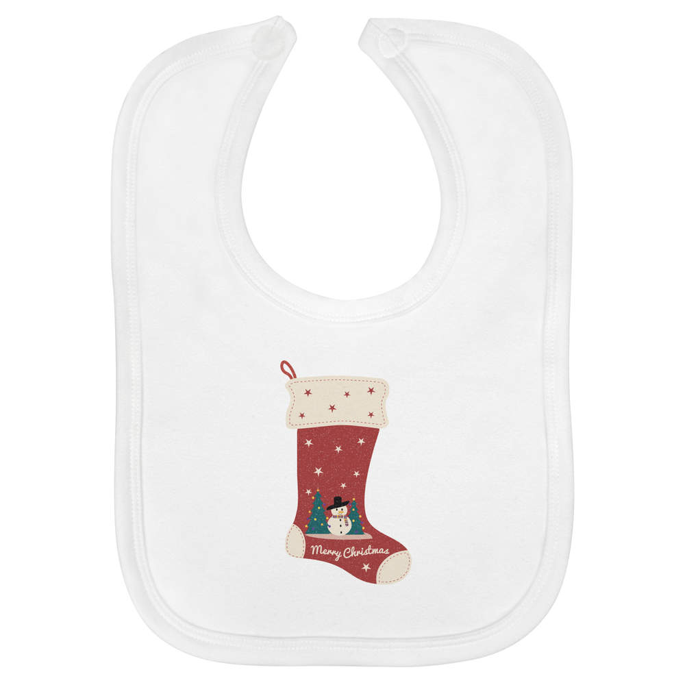 'Christmas Stocking' Soft Cotton Baby Bib (BI00068938)