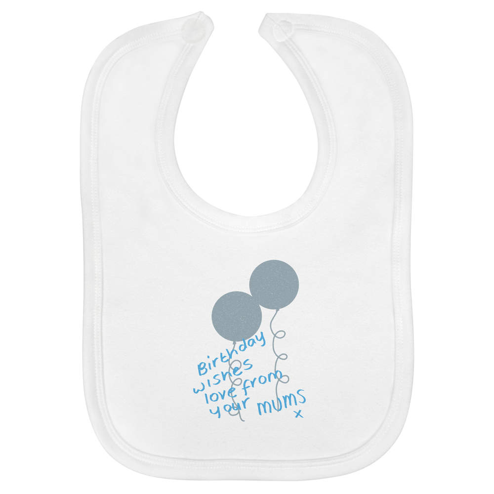 'Birthday Love From Mums' Soft Cotton Baby Bib - White - Feeding / Dribble Bib for Newborns, Infants and Baby Gifts (BI00069740)