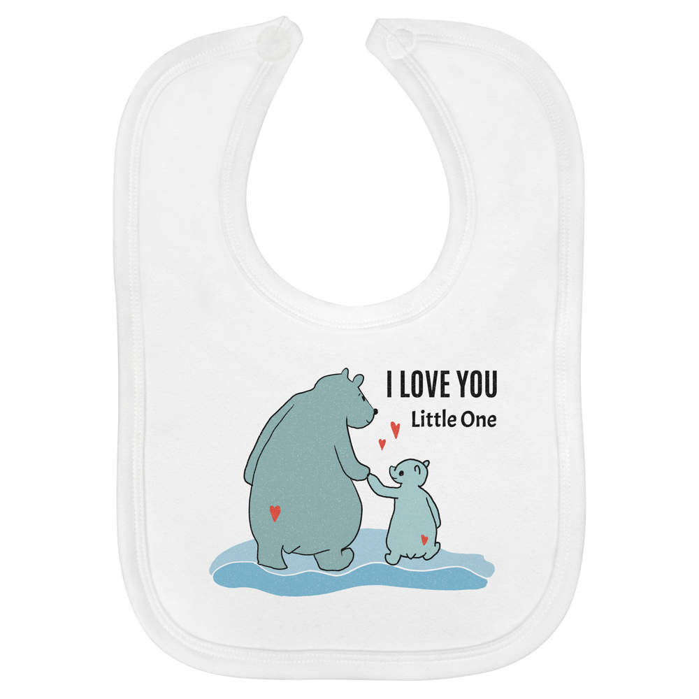 'I Love You, Little One' Soft Cotton Baby Bib - White - Feeding / Dribble Bib for Newborns, Infants and Baby Gifts (BI00069798)