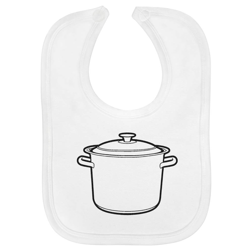 'Stock Pot' Soft Cotton Baby Bib - White - Feeding / Dribble Bib for Newborns, Infants and Baby Gifts (BI00071250)