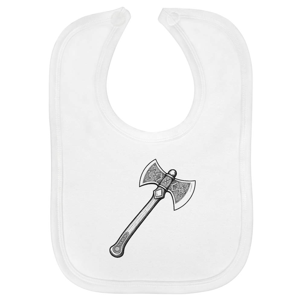 'Viking Axe with Nordic Patterns' Soft Cotton Baby Bib (BI00071343)