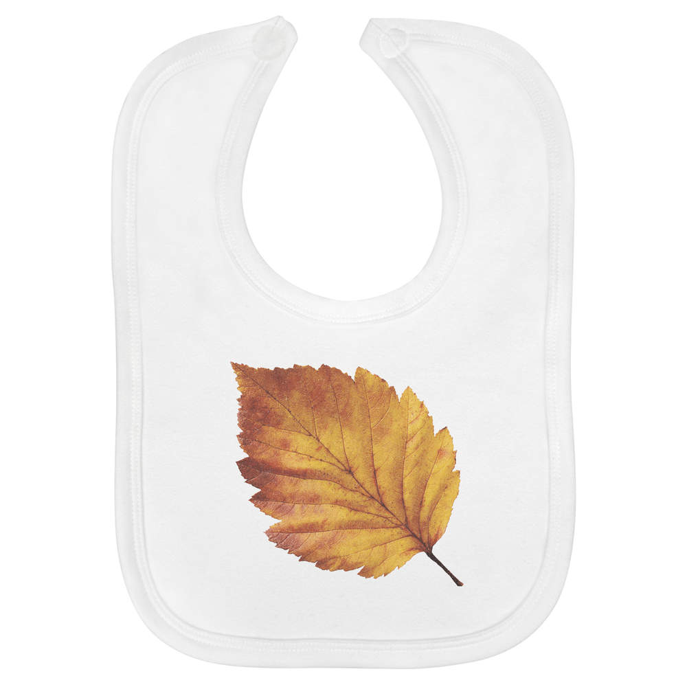 'Realistic Autumn Leaf' Soft Cotton Baby Bib - White - Feeding / Dribble Bib for Newborns, Infants and Baby Gifts (BI00071796)