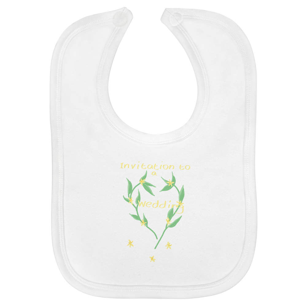 'Invitation To A Wedding' Soft Cotton Baby Bib - White - Feeding / Dribble Bib for Newborns, Infants and Baby Gifts (BI00071801)
