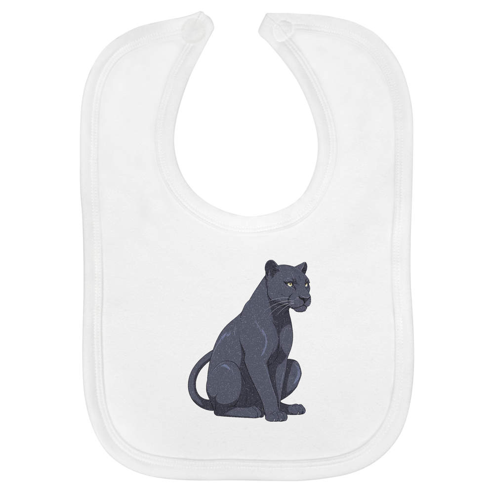 'Black Panther' Soft Cotton Baby Bib - White - Feeding / Dribble Bib for Newborns, Infants and Baby Gifts (BI00072098)