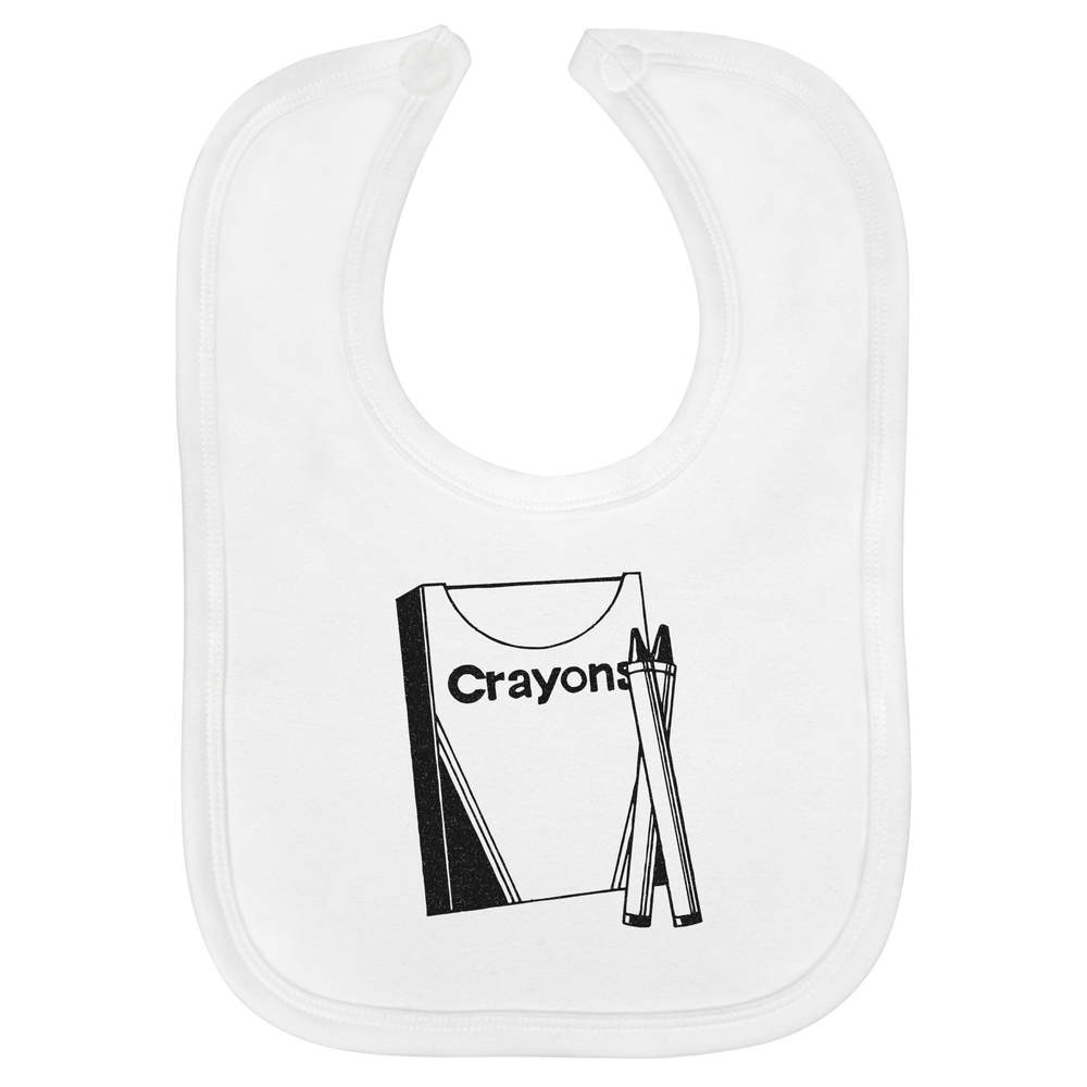 'Box Of Crayons' Soft Cotton Baby Bib - White - Feeding / Dribble Bib for Newborns, Infants and Baby Gifts (BI00072446)