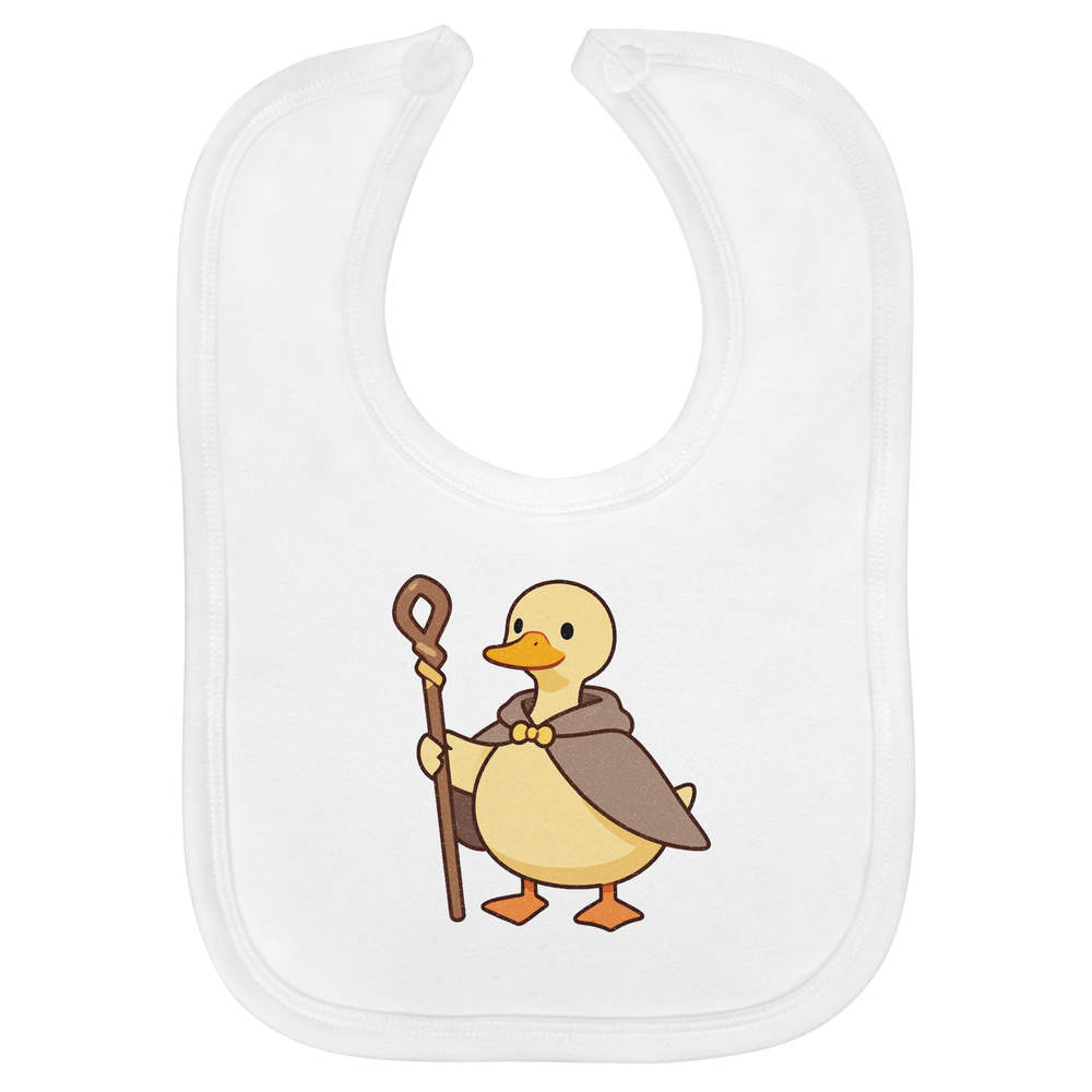 'Travelling Duck' Soft Cotton Baby Bib - White - Feeding / Dribble Bib for Newborns, Infants and Baby Gifts (BI00073332)
