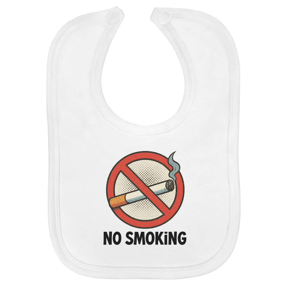 'No Smoking Sign' Soft Cotton Baby Bib - White - Feeding / Dribble Bib for Newborns, Infants and Baby Gifts (BI00073409)