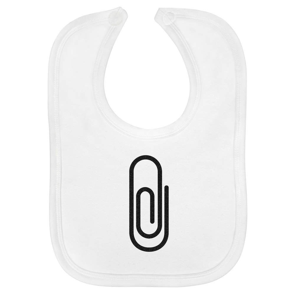 'Paper Clip Outline' Soft Cotton Baby Bib - White - Feeding / Dribble Bib for Newborns, Infants and Baby Gifts (BI00073850)