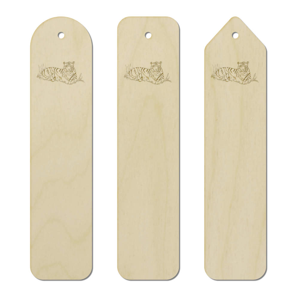 3 x 'Resting Tiger' Birch Bookmarks (BK00004013)