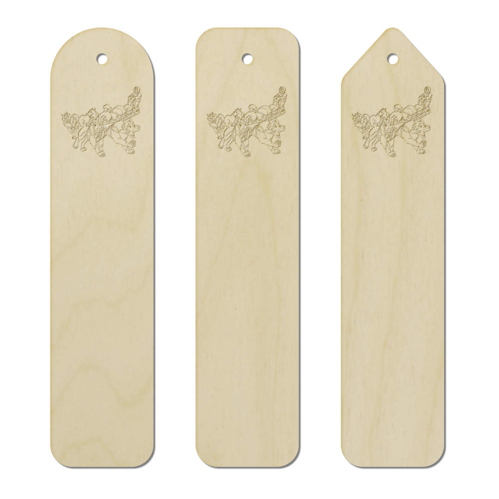 3 x 'Running Sled Dogs' Birch Bookmarks (BK00009174)