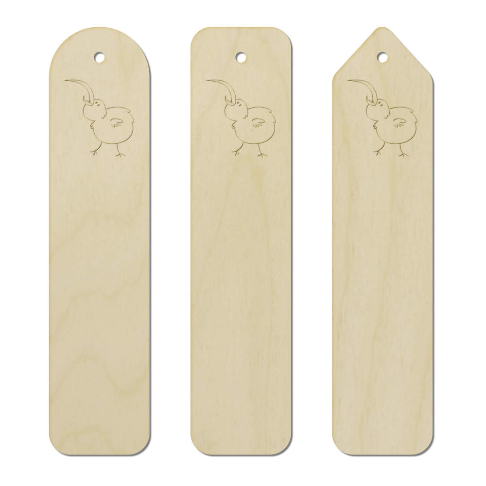 3 x 'Happy Kiwi Bird' Birch Bookmarks (BK00009500)